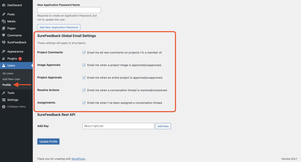 global email settings