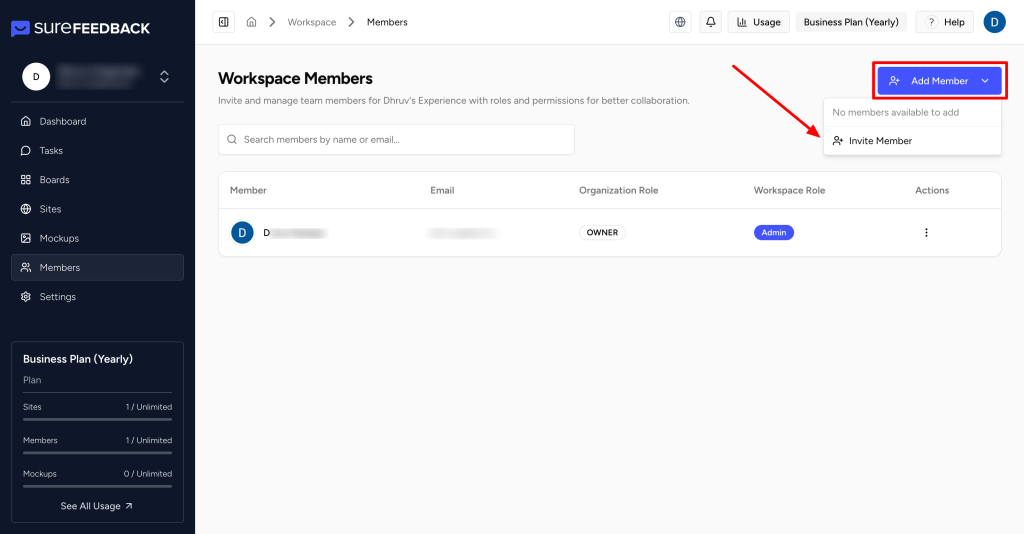 SureFeedback Cloud Setup & Workflow Guide add members