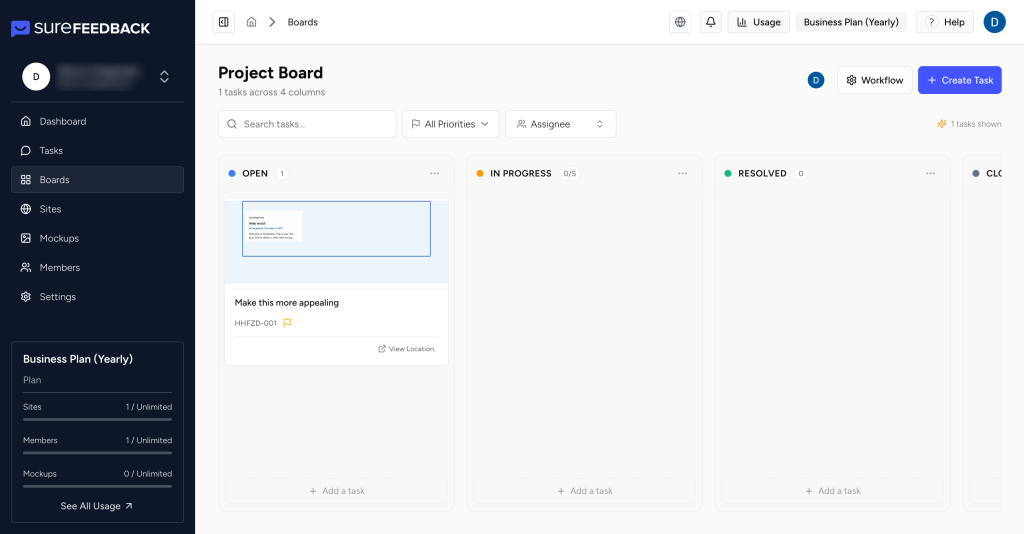 SureFeedback Cloud Setup & Workflow Guide boards