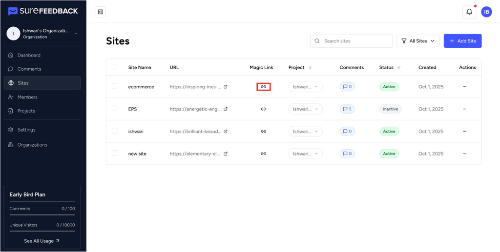 Adding Your First Comment on SureFeedback SaaS image