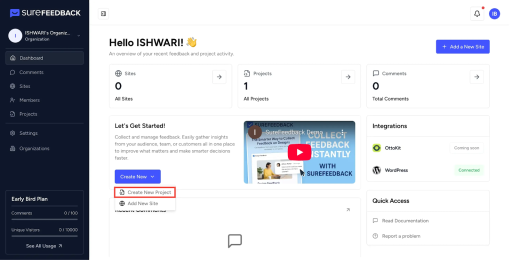 Creating Your First Project in SureFeedback SaaS image