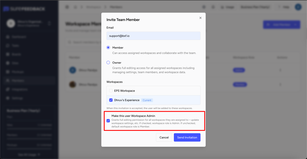 make workspace admin