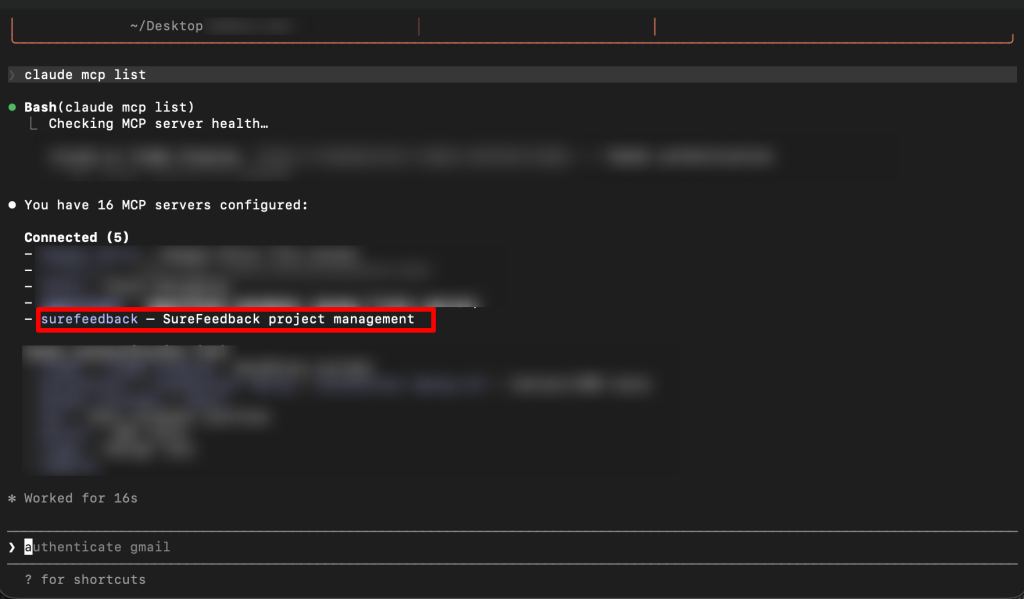 SureFeedback MCP Guide claude cli mcp list